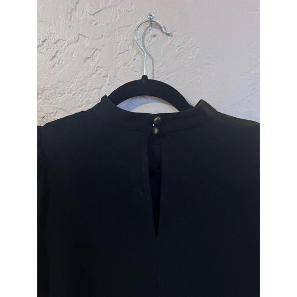 Maeve by Anthropologie Black Mock Neck Puff Sleeve Top Blouse Anthro Size 6 - Picture 9 of 10